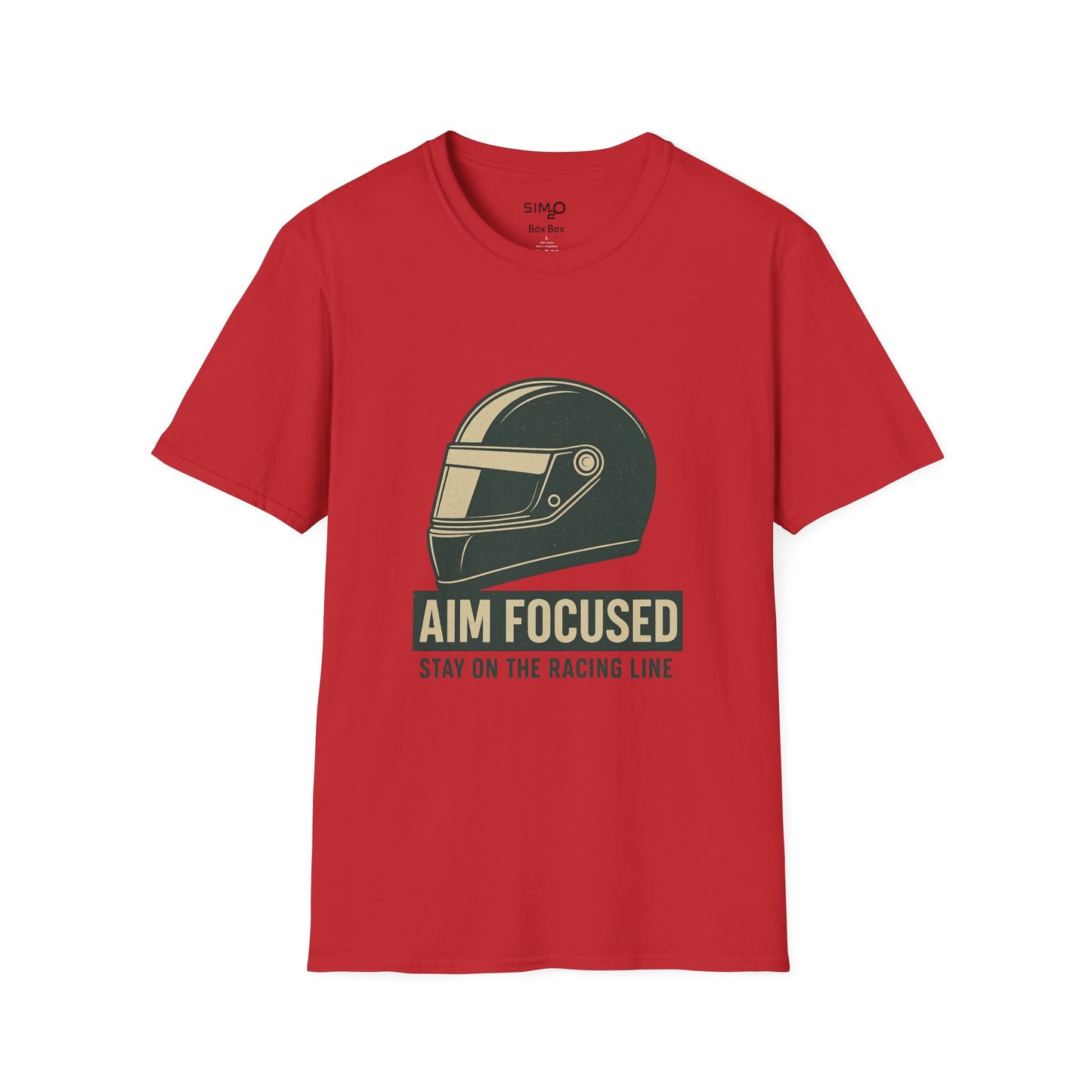 Aim Focused – Stay on the Racing Line Tee – Sim Racing Motivational T-Shirt