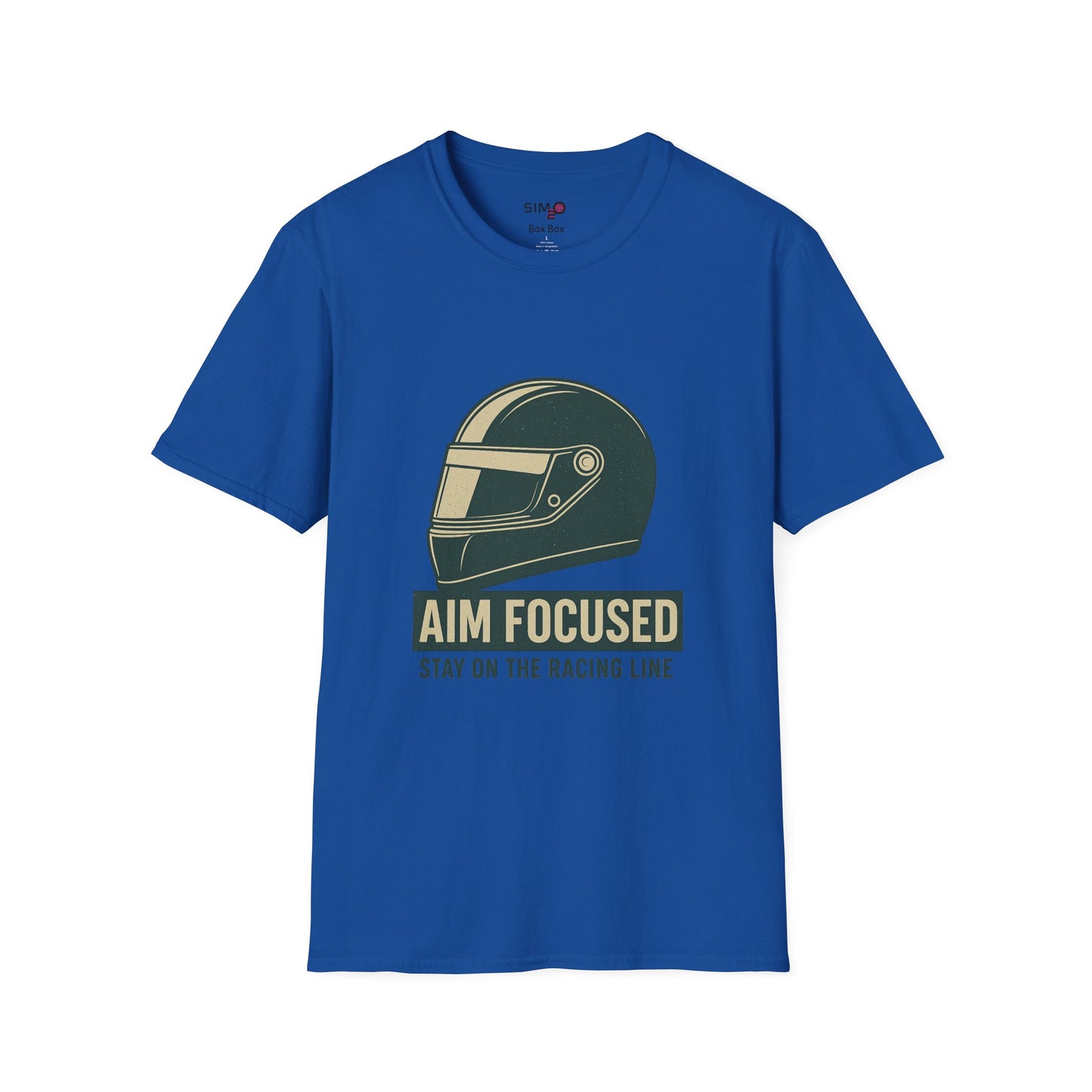 Aim Focused – Stay on the Racing Line Tee – Sim Racing Motivational T-Shirt