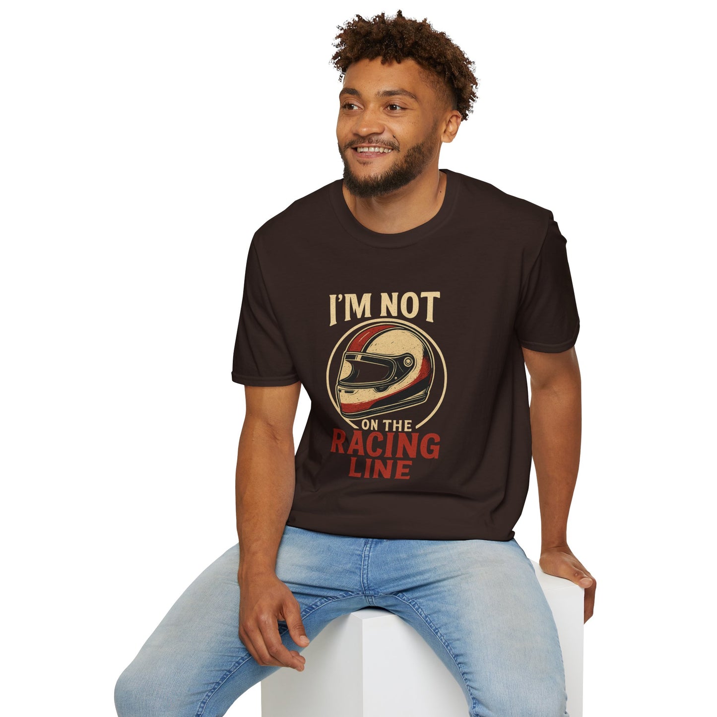 I’m Not on the Racing Line Tee – Funny Vintage Sim Racing T-Shirt