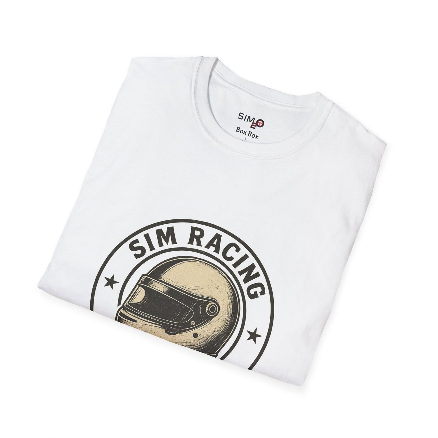 Sim Racing Roman Numeral Tee – Vintage Helmet & Checkered Flags T-Shirt