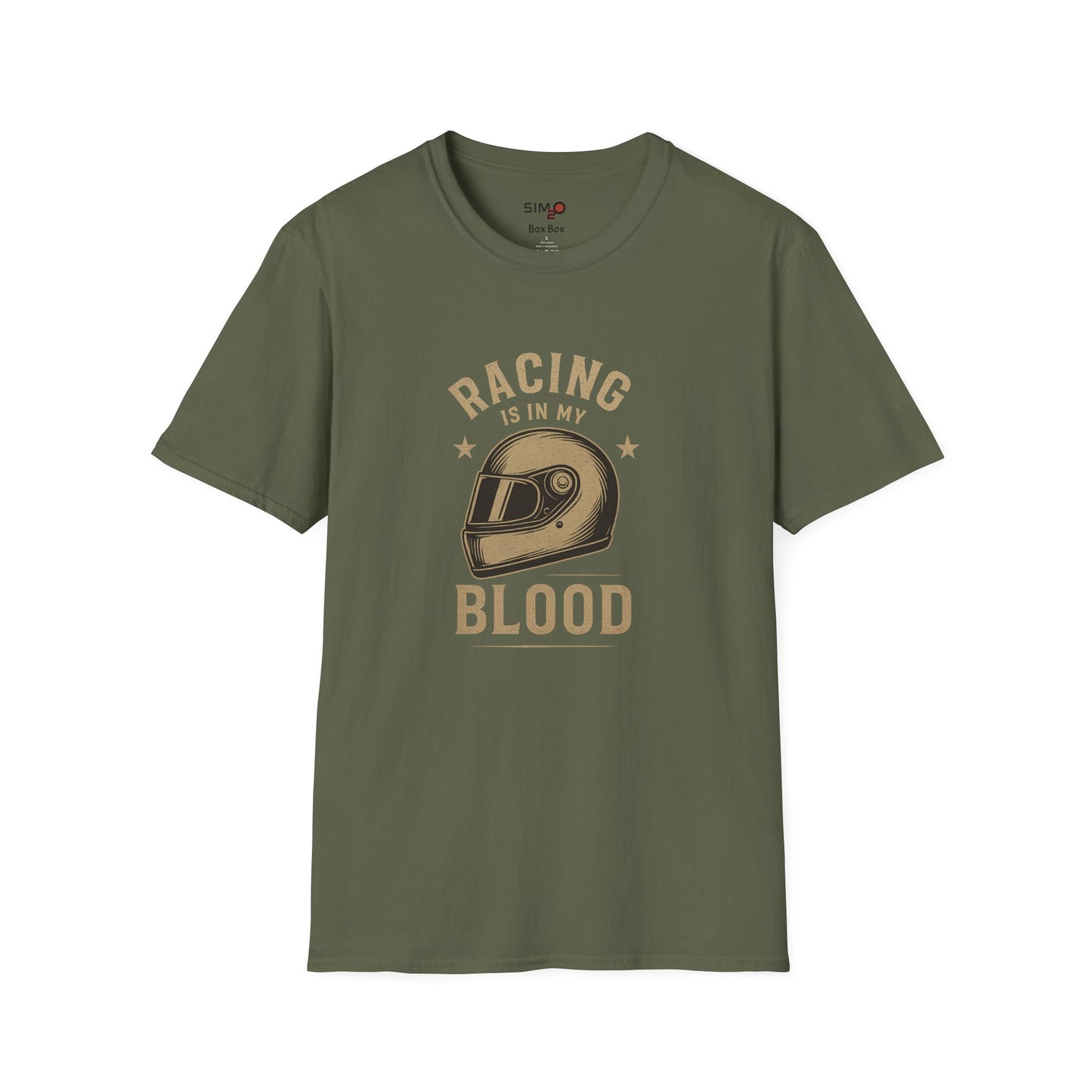Racing Is in My Blood Tee – Vintage Racing Helmet T-Shirt