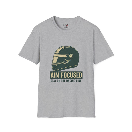 Aim Focused – Stay on the Racing Line Tee – Sim Racing Motivational T-Shirt