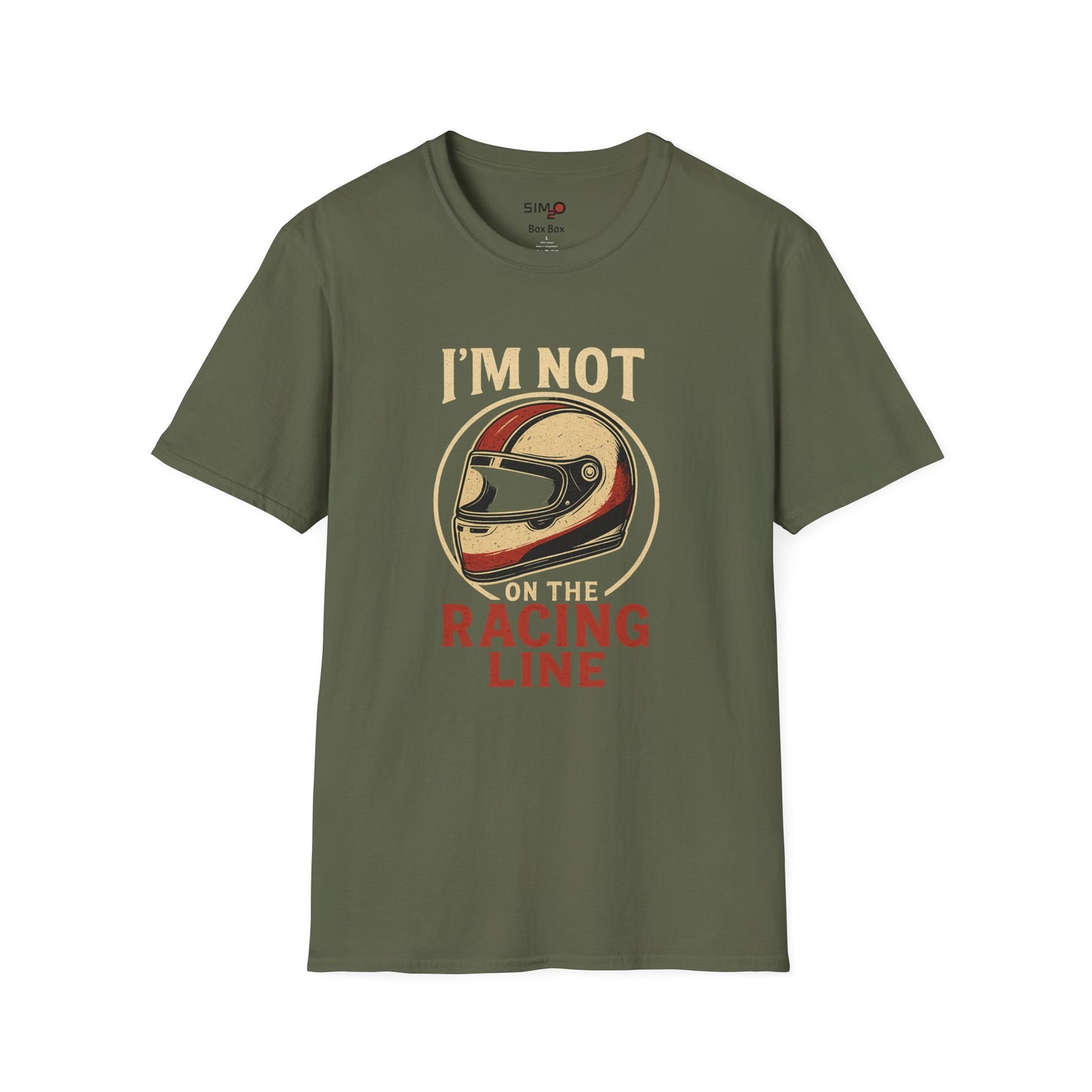 I’m Not on the Racing Line Tee – Funny Vintage Sim Racing T-Shirt