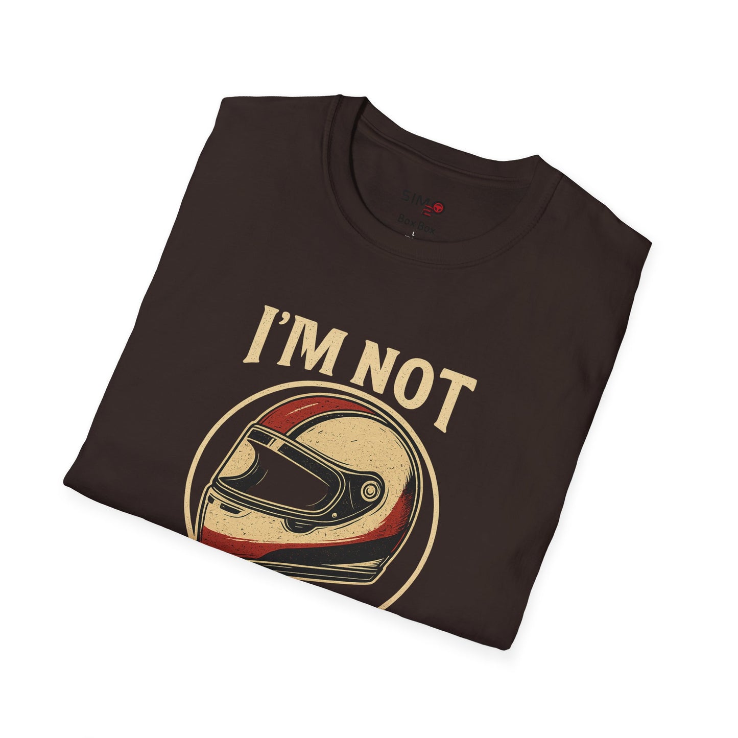 I’m Not on the Racing Line Tee – Funny Vintage Sim Racing T-Shirt