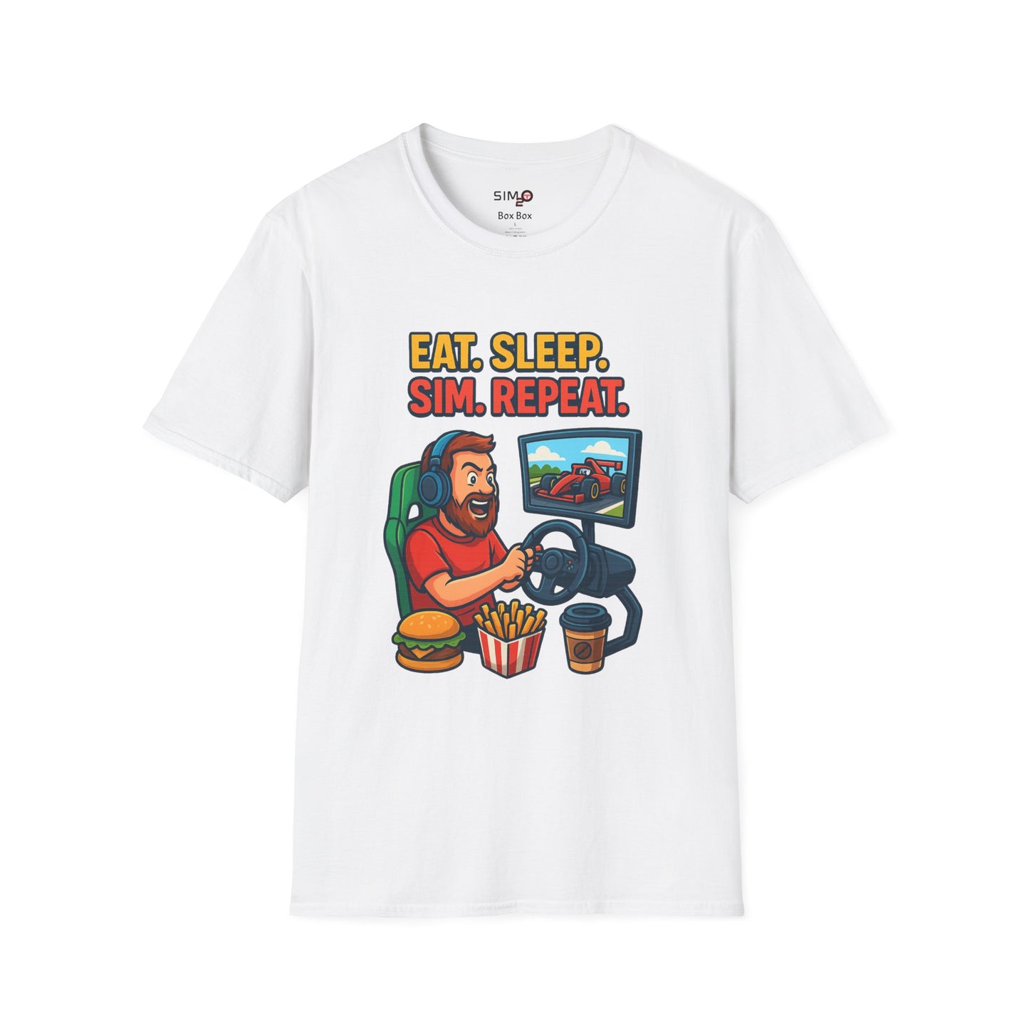 Eat Sleep Sim Repeat Tee – Funny Sim Racing & Gaming T-Shirt
