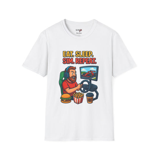 Eat Sleep Sim Repeat Tee – Funny Sim Racing & Gaming T-Shirt