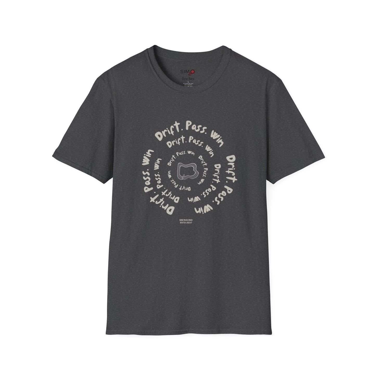 Drift. Pass. Win Spiral Sim Racing Tee 🏎️