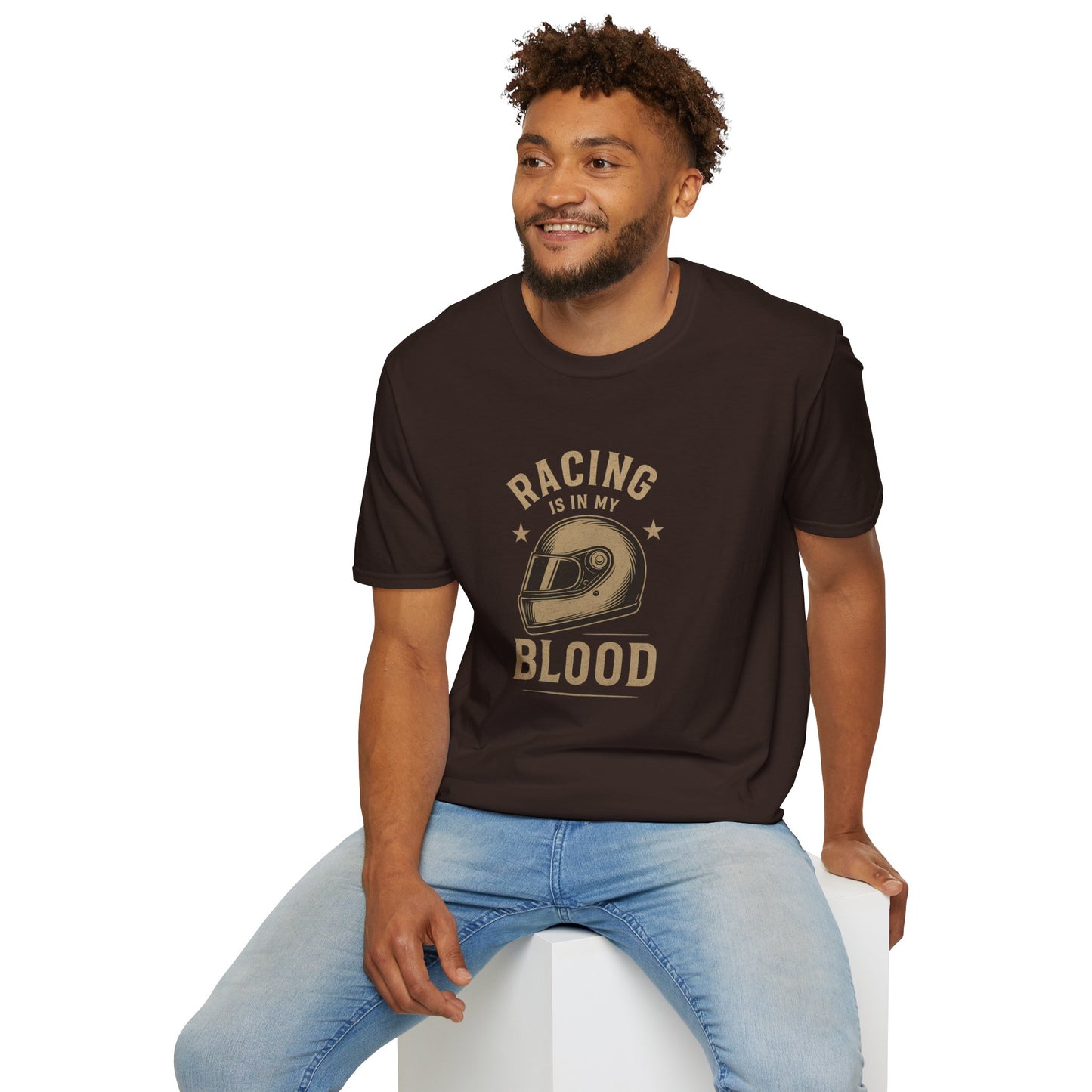 Racing Is in My Blood Tee – Vintage Racing Helmet T-Shirt