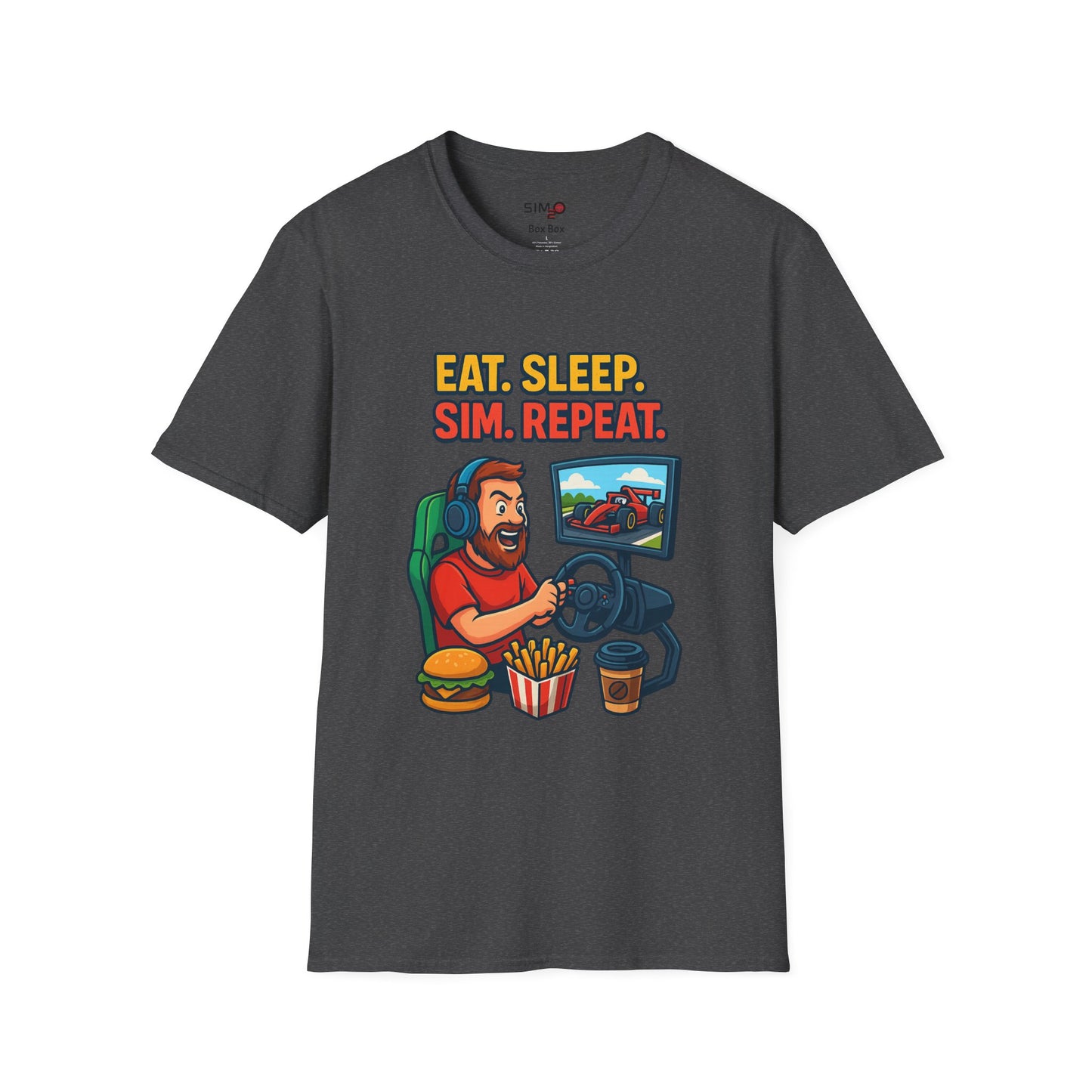 Eat Sleep Sim Repeat Tee – Funny Sim Racing & Gaming T-Shirt