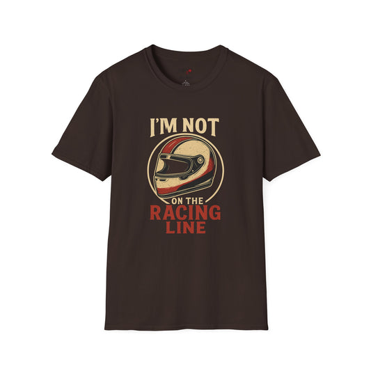 I’m Not on the Racing Line Tee – Funny Vintage Sim Racing T-Shirt