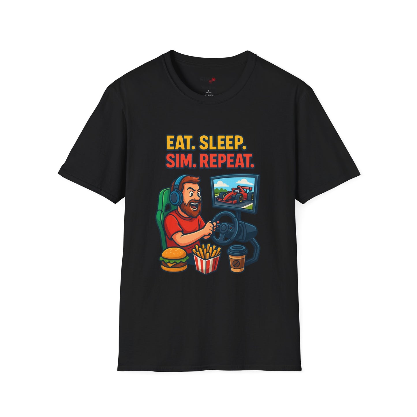 Eat Sleep Sim Repeat Tee – Funny Sim Racing & Gaming T-Shirt