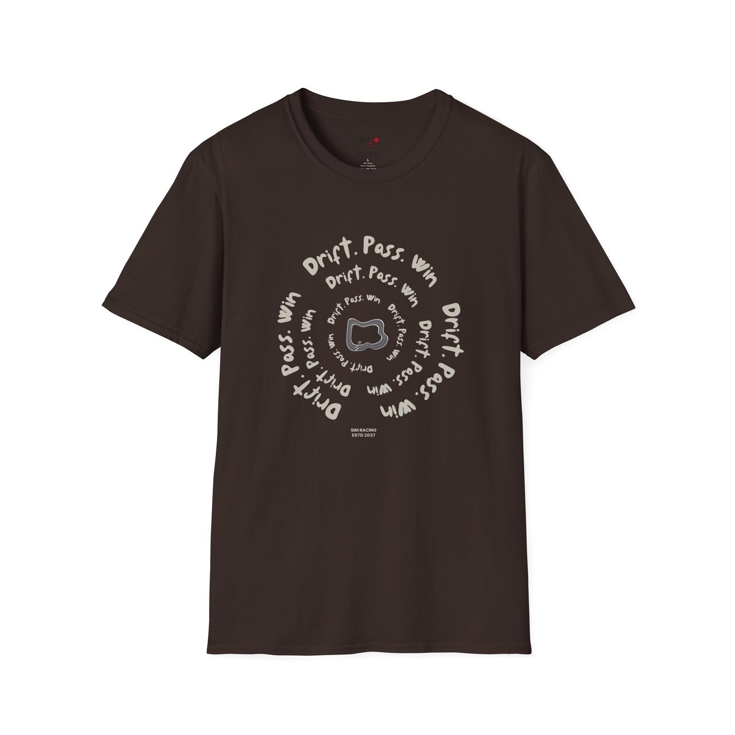 Drift. Pass. Win Spiral Sim Racing Tee 🏎️