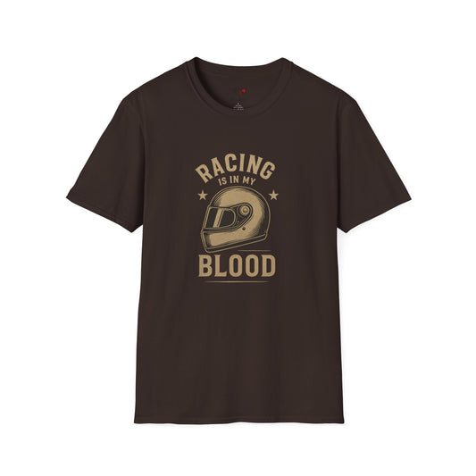 Racing Is in My Blood Tee – Vintage Racing Helmet T-Shirt