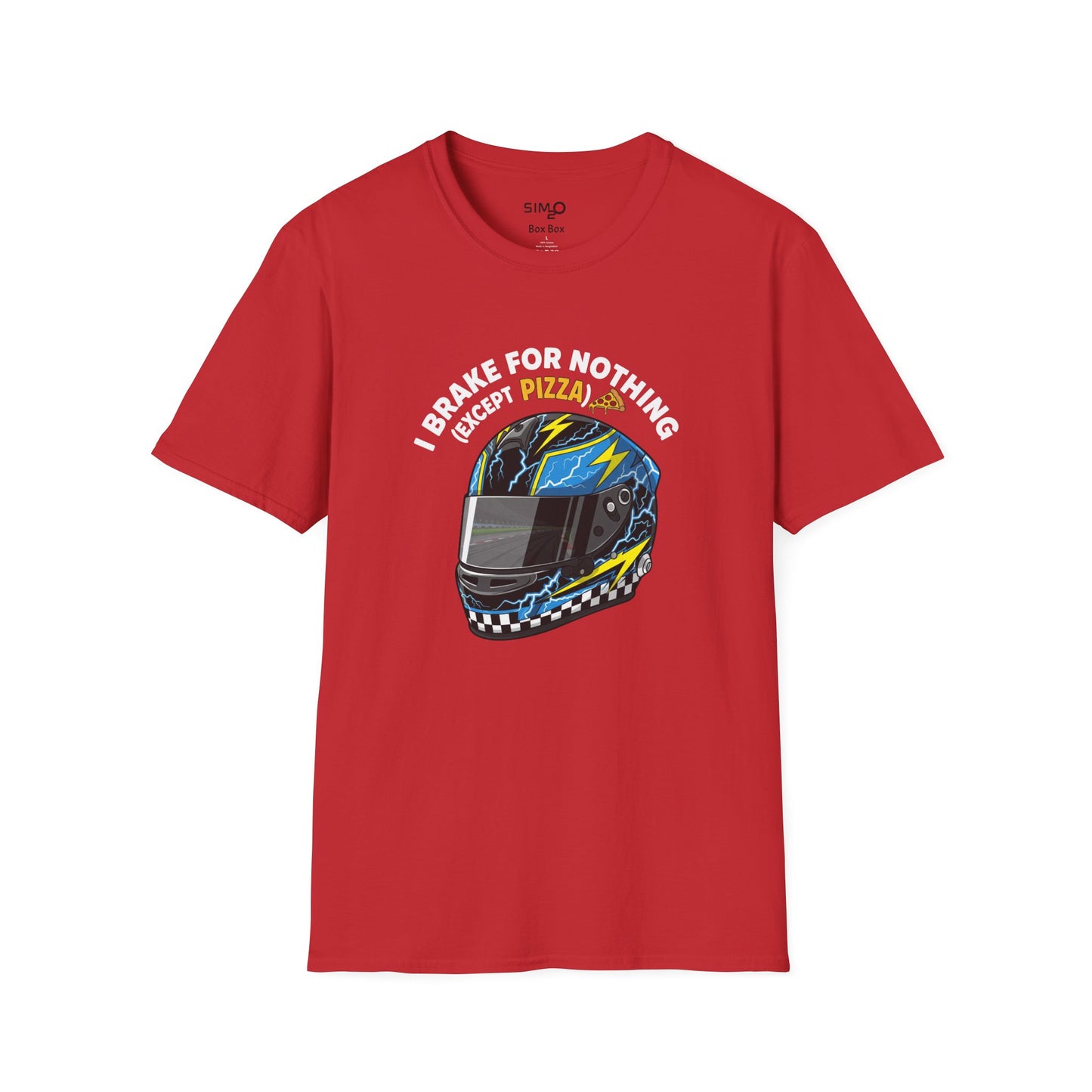 I Brake for Nothing (Except Pizza) Tee – Funny Sim Racing T-Shirt