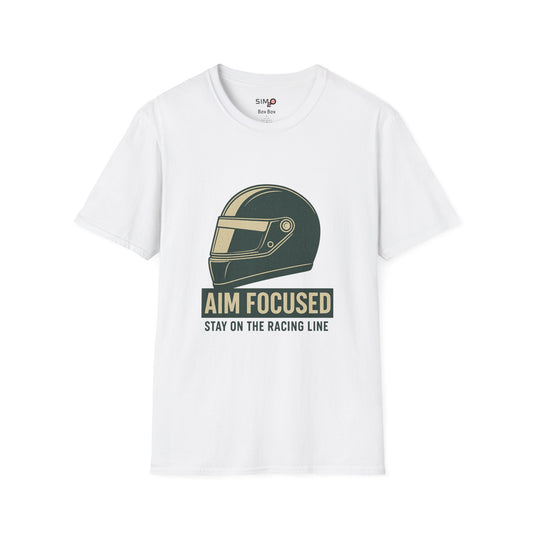 Aim Focused – Stay on the Racing Line Tee – Sim Racing Motivational T-Shirt