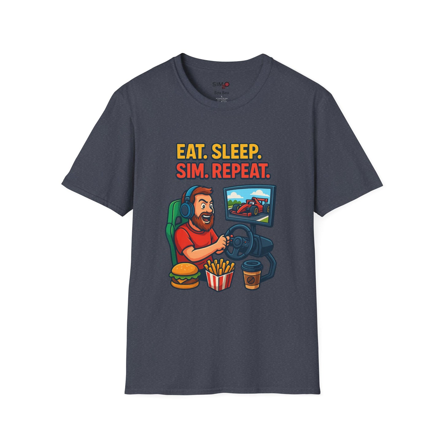 Eat Sleep Sim Repeat Tee – Funny Sim Racing & Gaming T-Shirt